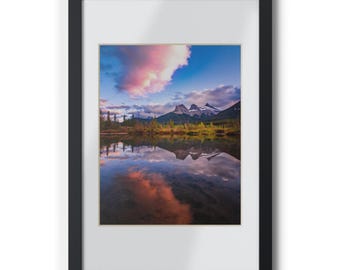 Mountain Lake Reflection Framed Poster