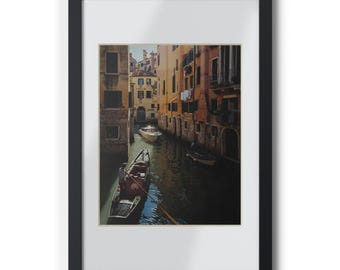 Venetian Canal Photography Poster | Framed Black