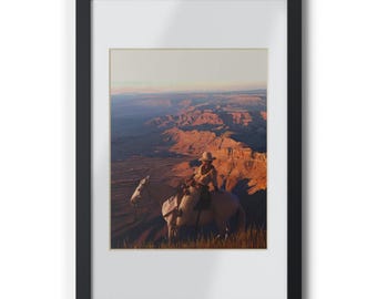 Cowboy Landscape framed poster | Black frame