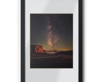 Milky Way Night Sky Framed Poster | Black MDF Frame, Gallery Matboard
