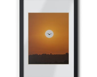 Sunset Silhouette Bird Framed Print | Black MDF Gallery Wall Art