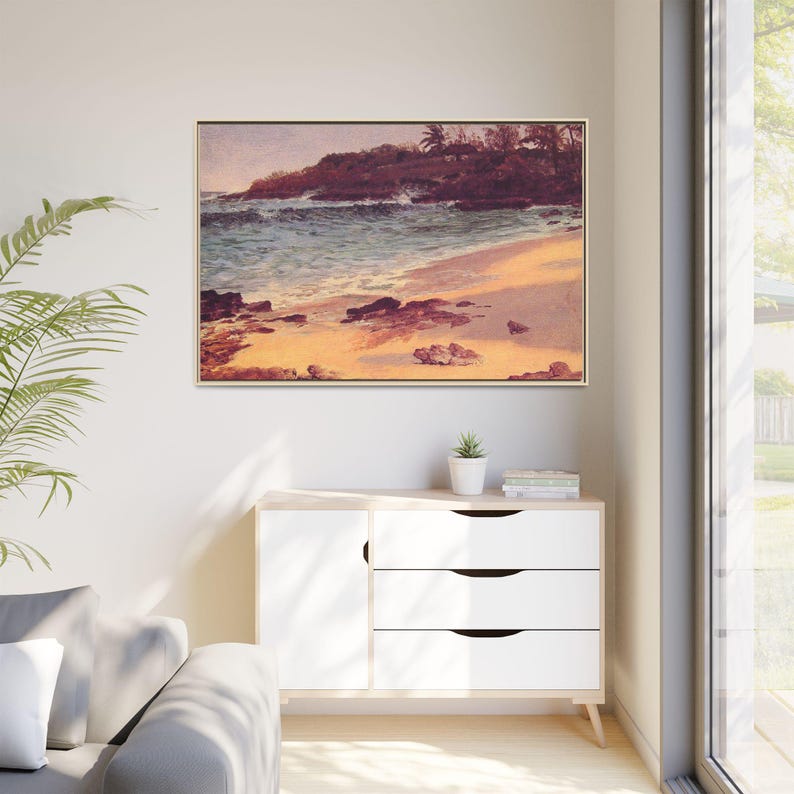 seaside-beach-painting-matte-canvas-framed-coastal-wall-art-etsy-uk