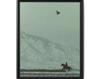 America Cowboy Matte Canvas Framed Wall Art