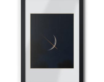Crescent Moon Art Framed Poster | Black Frame