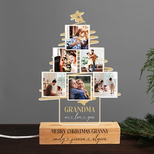Grandma Christmas Nightlight Personalized, Photo Night Light Custom Grandma Gift from Grandkids, Mom Home Decor, Gift Grandparents Unique