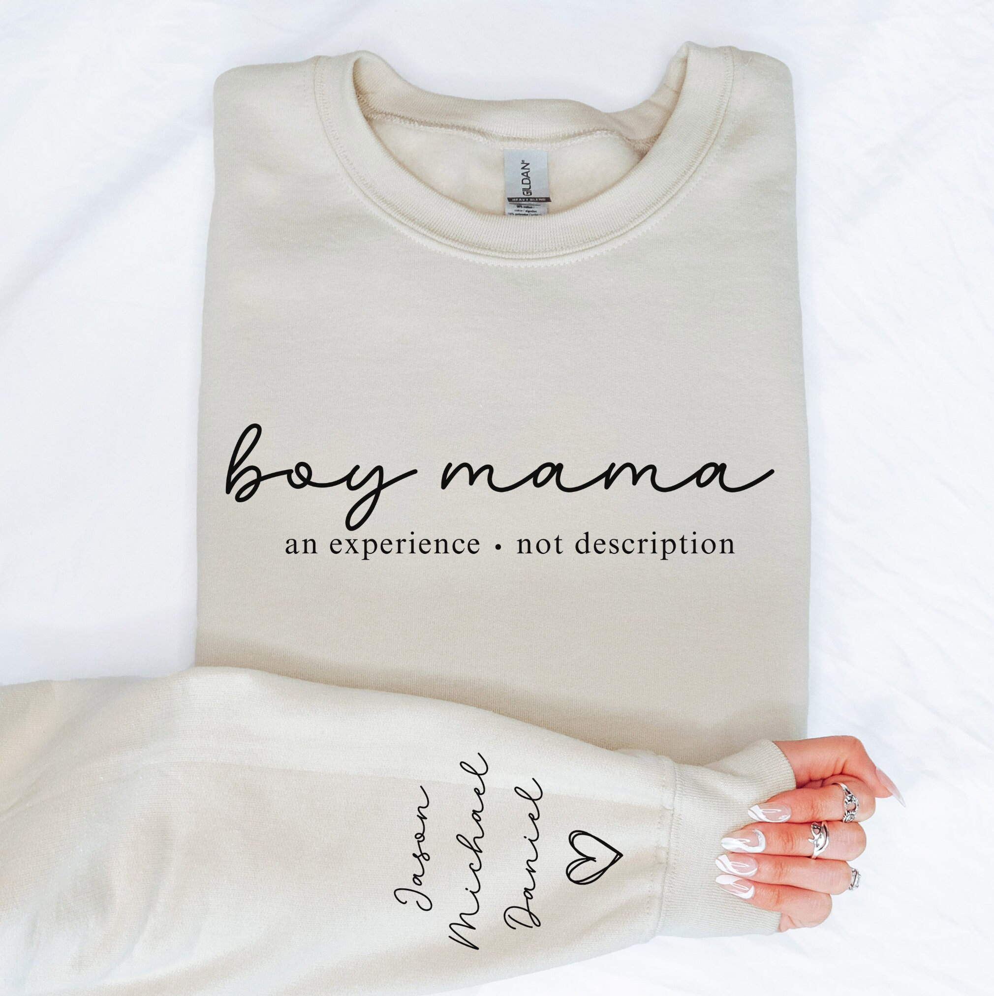 Boy Mama Sweatshirt With Names On Sleeve, Custom Mom Crewneck Trendy, Funny Boy Mom Shirt, Mothers Day Gift for Mom from Son Personalized