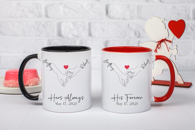 Couple Mug Set Custom Name Coffee Cup Personalized Gift for Him