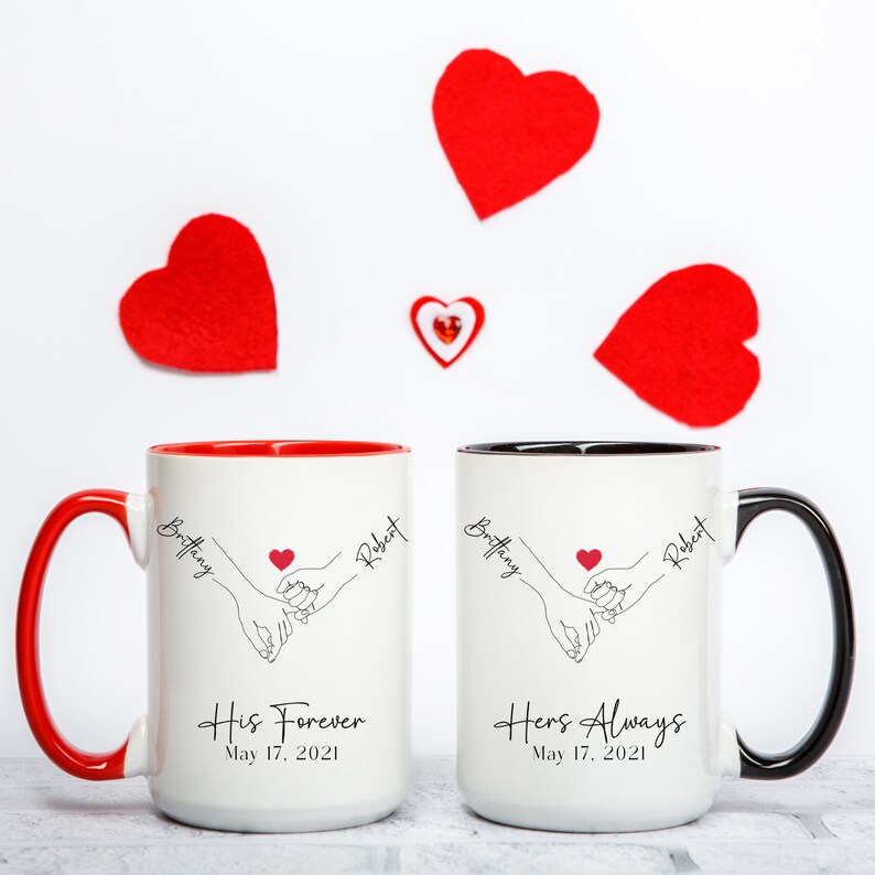 Couple Mug Set Custom Name Coffee Cup Personalized Gift for Him