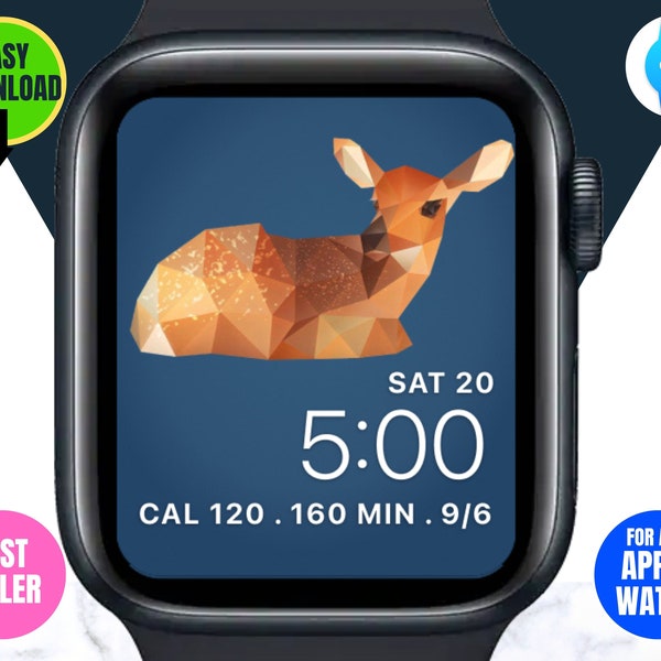 DEER Apple Watch Face, Apple Watch Background, Digital Watch Face, Smartwatch Background, iWatch Animal, Fawn Apple Watch Face, Clockface