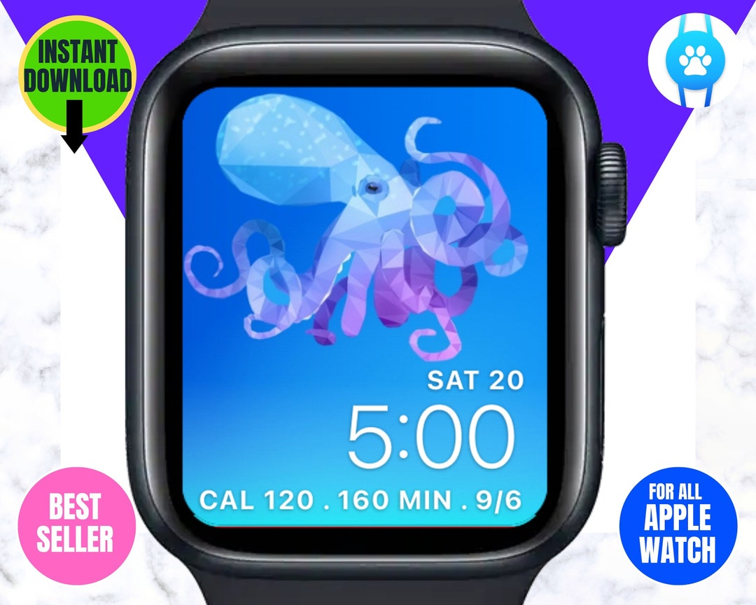 OCTOPUS Apple Watch Face, Apple Watch Background, Digital Watch Face