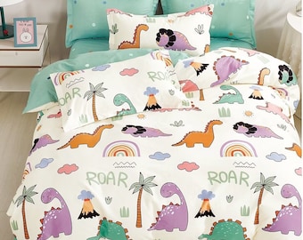 Cotton Twin Dinosaur Bedding Set Duvet Cover 1 Pillowcase Comforter Cover 2pcs
