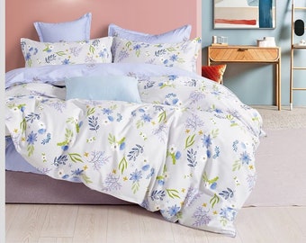 Cotton Queen Floral Bedding Set Duvet Cover 2 Pillowcases Comforter Cover 3pcs