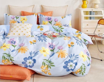 Cotton Queen Floral Bedding Set Duvet Cover 2 Pillowcases Comforter Cover 3pcs