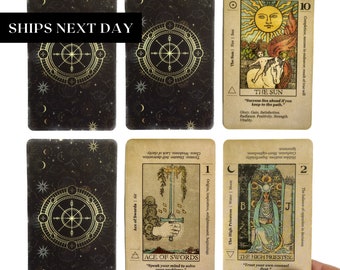 Tarot-Deck für Anfänger – Numerologische Tarotkarten mit Schlüsselwörtern, Deck im Vintage-Look – Orakel, Wahrsagerei – Hexe, spirituell, manifestierend