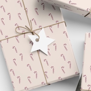Candy Cane Gift Wrap Papers / Hygge Christmas Gift Wrap / Minimalist Hygge Christmas Wrapping / Cozy Gingerbread Christmas Wrapping Paper