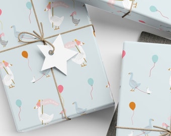 Birthday Geese Parade Gift Wrap: Illustrated Children's Birthday