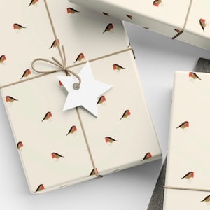 Robin Print Gift Wrap Papers / Cheerful Christmas Robin Wrapping Paper / Minimalist Christmas Wrapping Paper / Woodland Christmas Wrapping