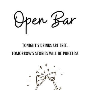 Open Bar Wedding Sign Template