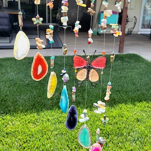 Agate Windchimes, Hanging Suncatchers, Healing Sounds, Agate Slices, Gemstones, Crystals, Unique Gifts, Home Décor, Jewels