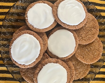 Soft Batch Ginger Snap Cookies, Vanilla Icing, Homemade Treats, Gift box, Birthday, Easter