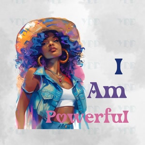 Beautiful Black Girl Magic Watercolor Affirmation Color Pop Design Afro Fashion Girl African American clipart PNG Planner Tshirt Tumbler