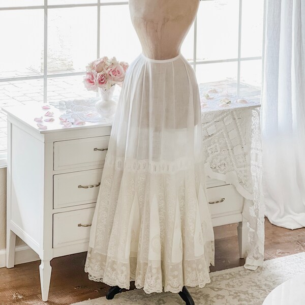 Edwardian Petticoat Ivory Lace Petticoat Slip