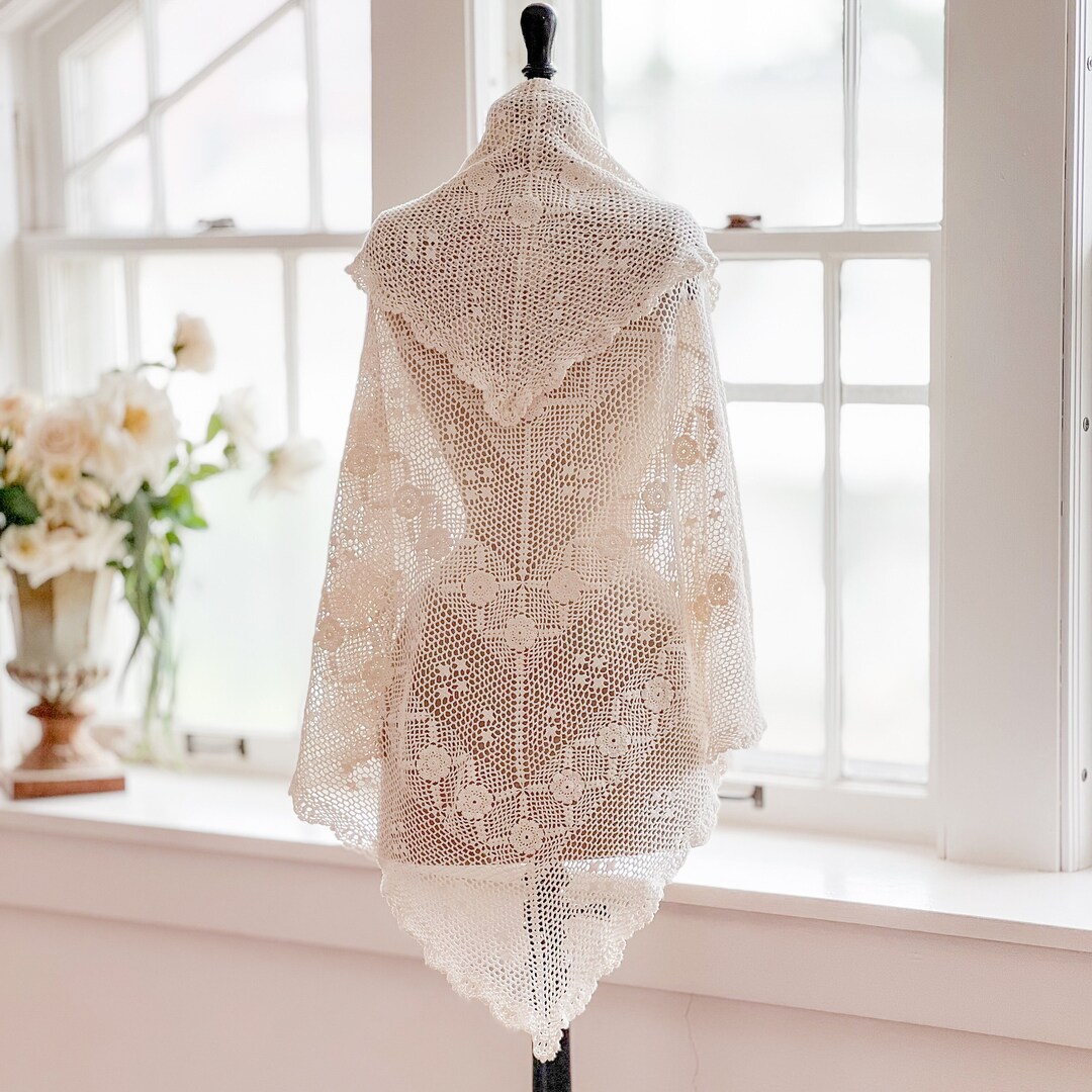 Sarah Louise Ivory Lace Motif Shawl main image 1