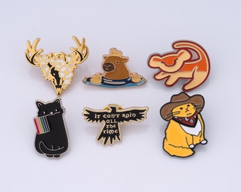 Inspirational Animal Pins,Western Cowboy Badge,Cartoon Brooch,Enamel Brooch Pins,Hat Pins,Backpack Pins,Badge Collection,Gifts for Her