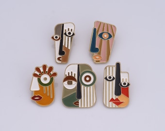 Alternative Masks Pins,Abstract Mask Badge,Cartoon Brooch,Enamel Brooch Pins,Hat Pins,Backpack Pins,Badge Collection,Gifts for Her