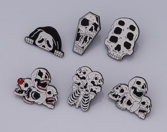 Cartoon Brooch, Halloween Skeleton Brooch, Punk Brooch, Metal Jewelry Badge, Gift for Her