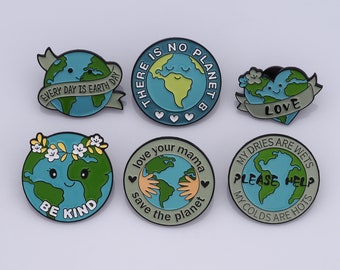 Earth Care Pins,Eco Pins,Caring for the Environment Brooch,Enamel Brooch Pins,Hat Pins,Backpack Pins,Badge Collection,Gifts for Her
