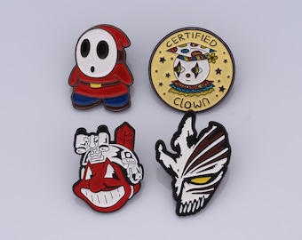 Death Mask Pins,Shy Ghost Badge,Clown Brooch,Enamel Brooch Pins,Hat Pins,Backpack Pins,Badge Collection,Gifts for Her