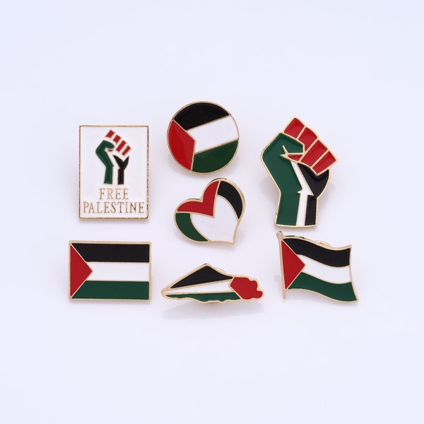 Broche de poing de Palestine, épingles de cartes de Palestine, épingles de drapeau de Palestine en cœur, épingles de revers de Palestine, Collection de badges