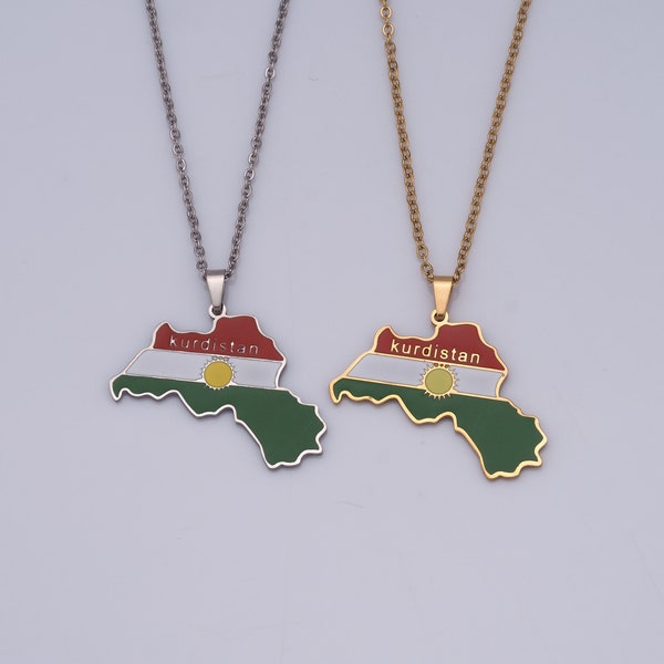 Kurdish Map Necklace, Creative Men's Pendant, Map Necklace, Gift For Him