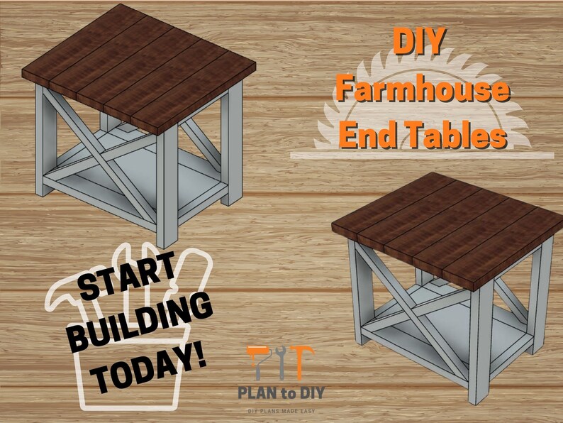 DIY Farmhouse Side Table Build Plans Etsy