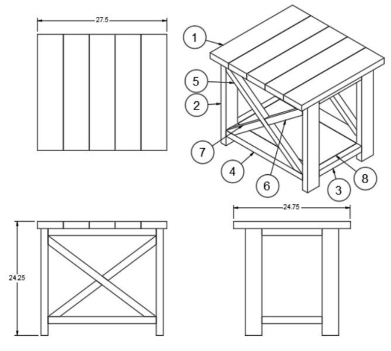 DIY Farmhouse Side Table Build Plans Etsy