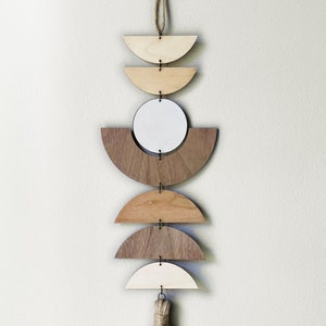Décoration murale boho no. 1 - Tenture abstraite - Bois - jute - Faites au Québec, Canada - Artisanales - Formes - Géométrique - Scandinave
