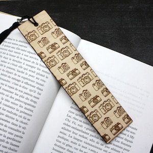 Wooden bookmarks Camera Forest, customizable, Father's Day gift, Mother's Day, Valentine's Day, Christmas, teacher, reader, photographer
