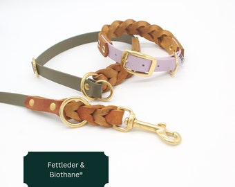 Fettleder Cognac-BioThane® 19mm Halsband Hund | Hundehalsband | Zugstophalsband Leder | Größenverstellbar | verschiedene Größen & Farben
