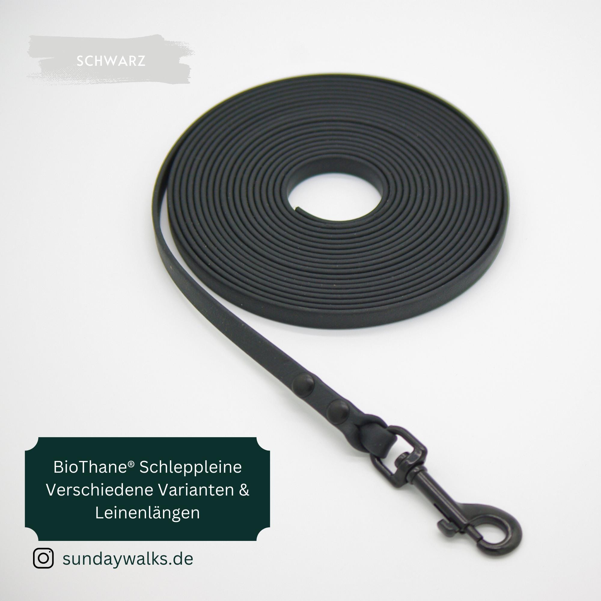 Bio-Leine 19mm Biothane Towing Line / Dog Leash With Hand Loop – 30 Colors Available – Made In Germany