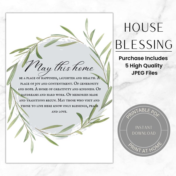 House Blessing Printable| House Warming Gift| New Homeowners