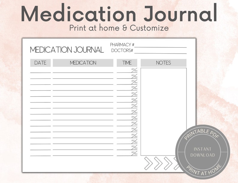 Medication Journal, Medication Checklist, Medical Planner, Medication Planner, Home Medication ...