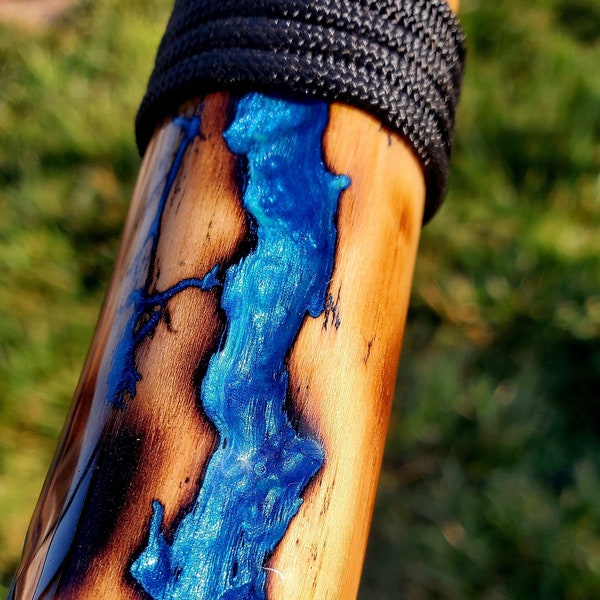 Custom order - Walking stick , hiking stick, staff . Fractal Burning, Epoxy resin. You choose color from chart last photo.