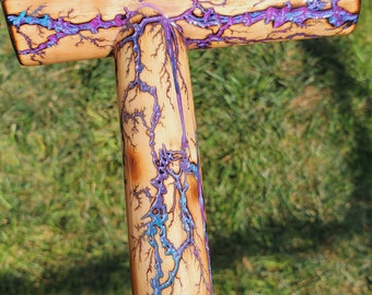 Custom Order Walking cane, walking stick, Fractal Burning,  Epoxy resin