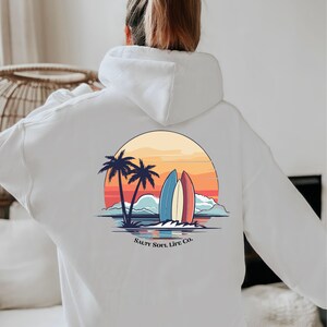 Autumn Breeze Surf Sweatshirt, Fall Hooded Sweatshirt, Retro Surf Hoodie, Fall Surf Hoodie, Cute Beach Gift, Fall Apparel, Unique Surf Gift