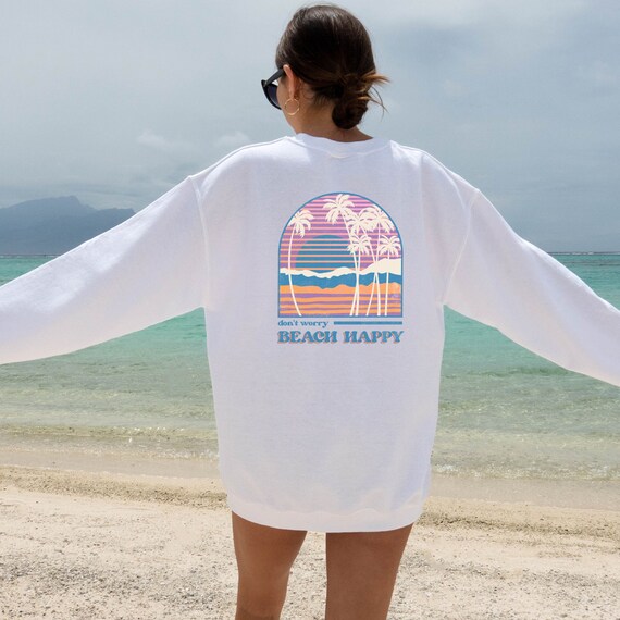 Don't Worry Be Happy Summer Beach Palm Tree Sunset T-Shirt Don't Worry Be Happy Summer Beach Palm Tree Sunset T-Shirt
