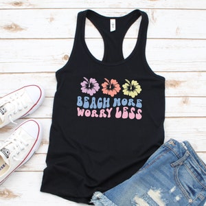 Beach More Tank Top, Cute Womens Tank, Beach Tank Top, Summertime Tank, Cute Beach Shirt, Vacation Tank, Cute Beach Gift, Womens Tank Top