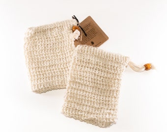 Eco-Friendly Sisal Soap Saver Bag for Exfoliation & Scrubbing  - Natural Scrubbing Body Cloth for Handmade Soap