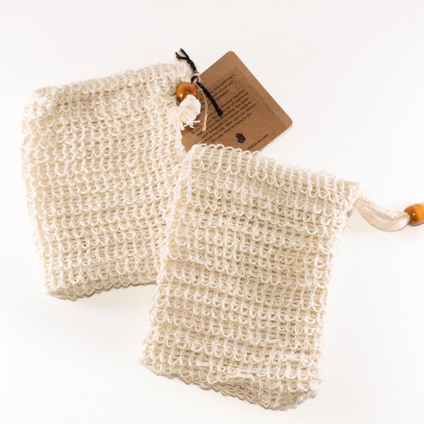 Eco-Friendly Sisal Soap Saver Bag for Exfoliation & Scrubbing  - Natural Scrubbing Body Cloth for Handmade Soap