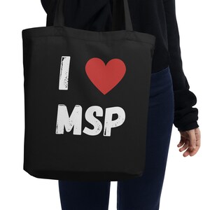 I Love MSP Tote Bag - Minneapolis, St. Paul - Eco Tote Bag - Fun Minnesota Gift Idea